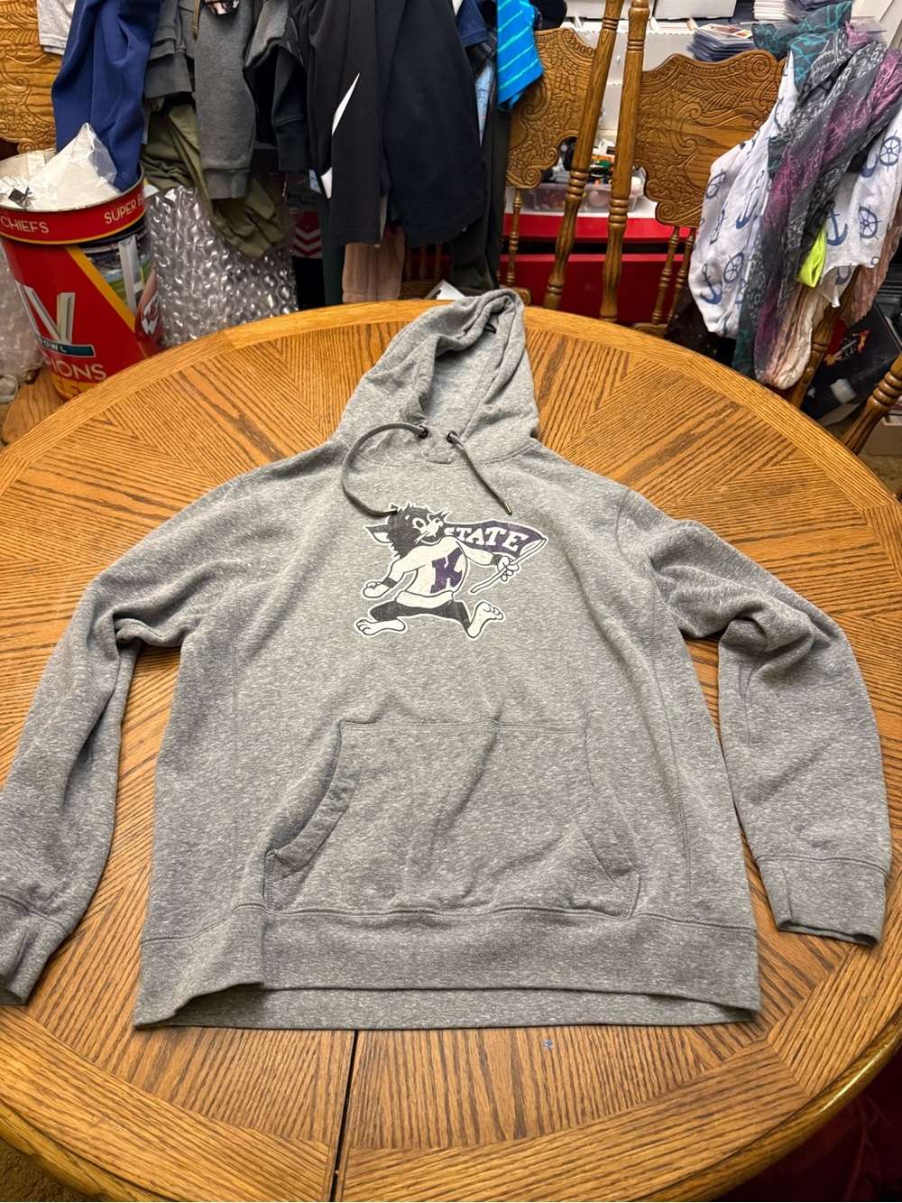 League K-State Gray Pullover Hoodie with Mascot Logo